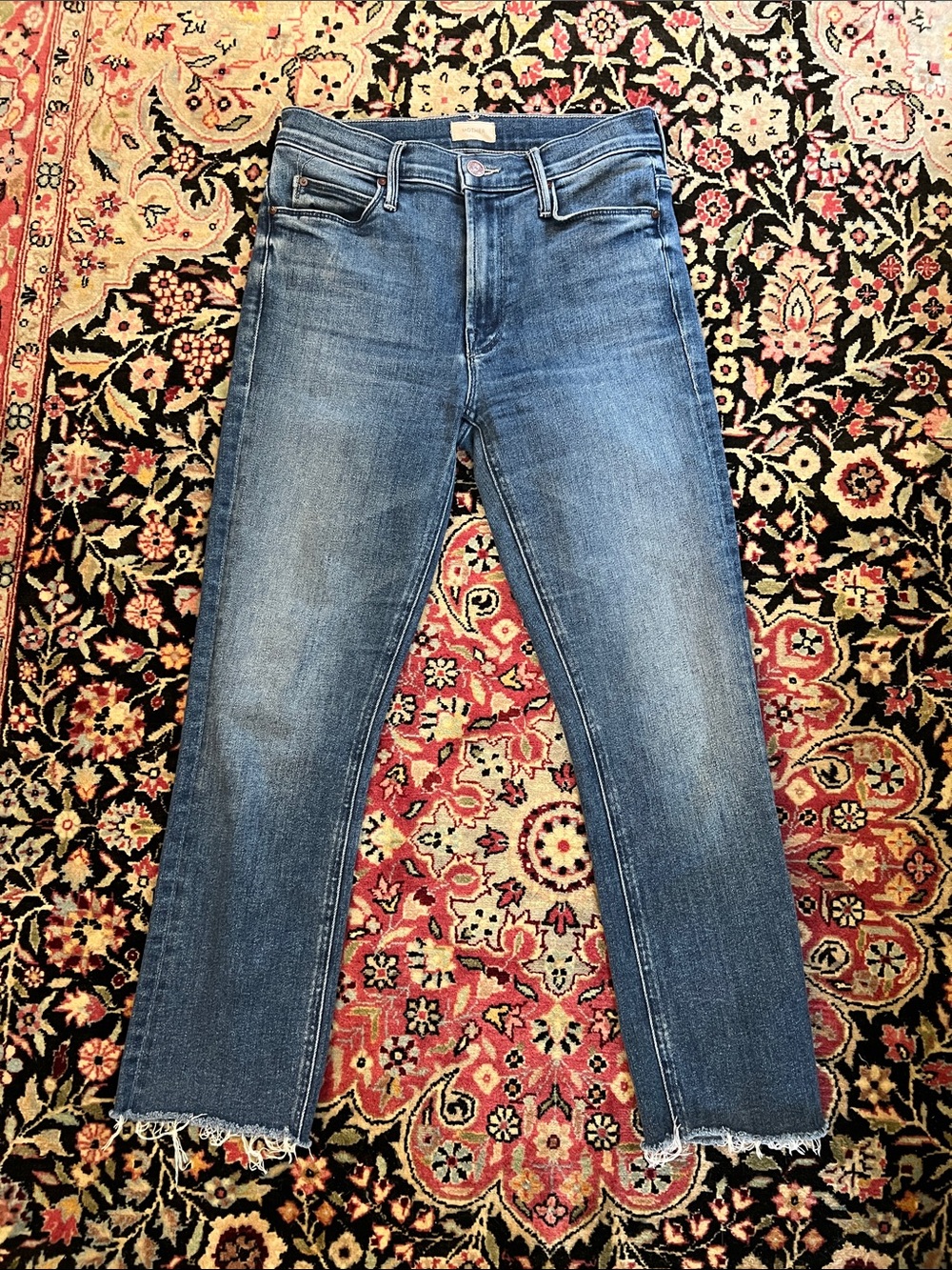 Mother Midrise Dazzler ankle fray size 26